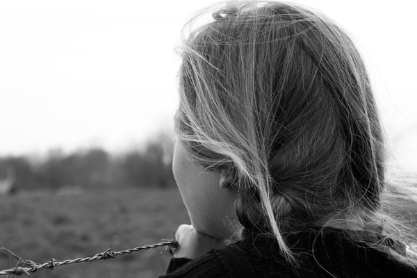 Artistic Face Portrait of pensive teen